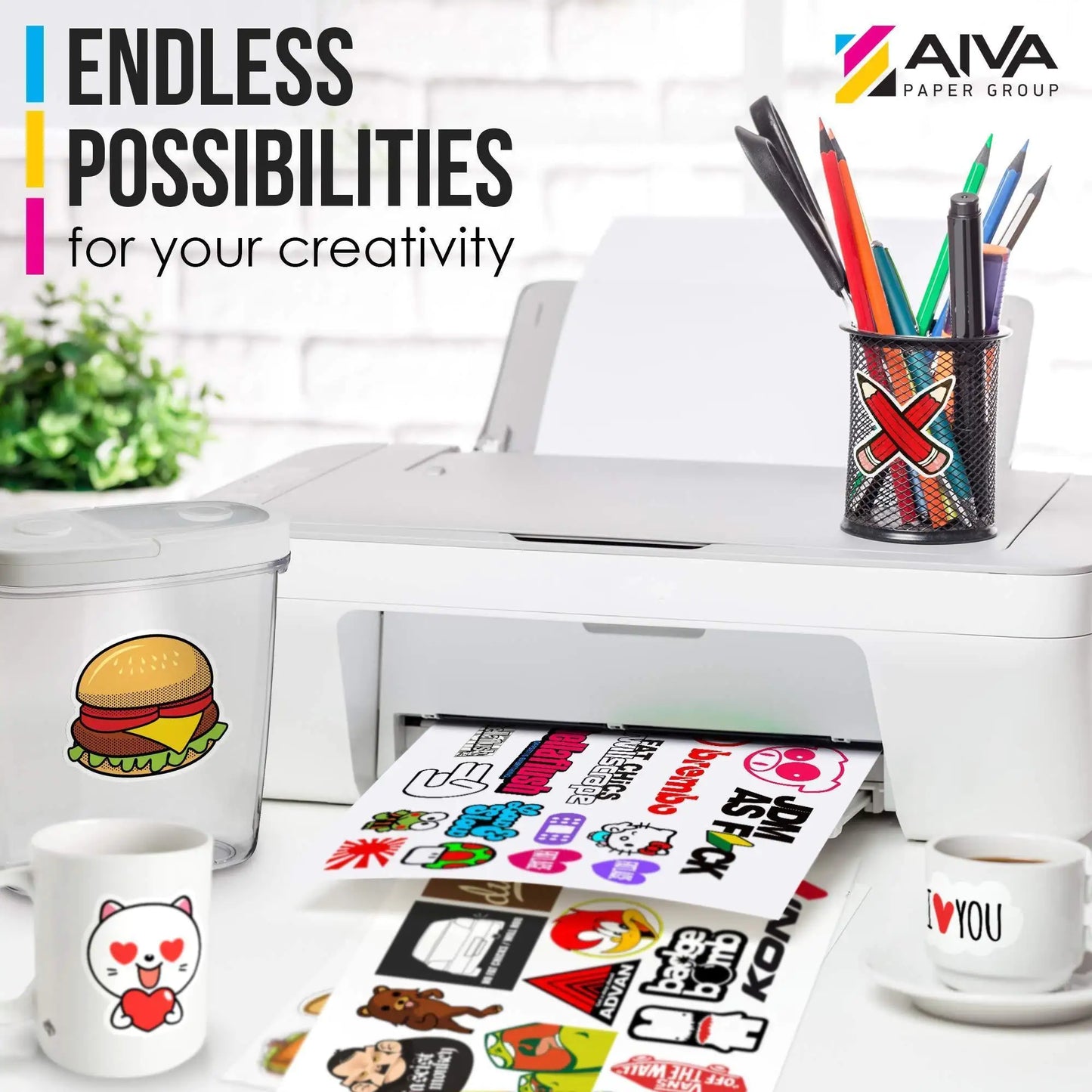 Printable Vinyl Sticker Paper for Inkjet Printer Glossy White 15 pcs Letter Size